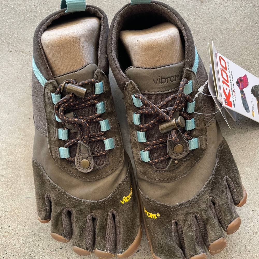 Vibram FiveFingers Olive and Teal Toe Shoes